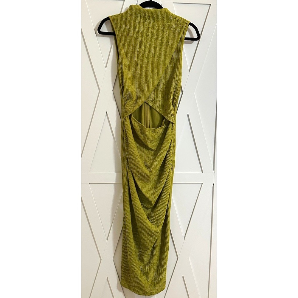 SHEIN Women's Green Solid Long Bodycon Dress Sleeveless Cut Out Zip L